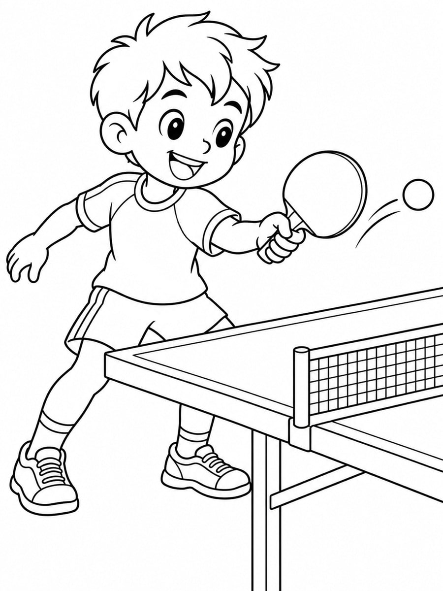 Coloriage joueur de ping-pong