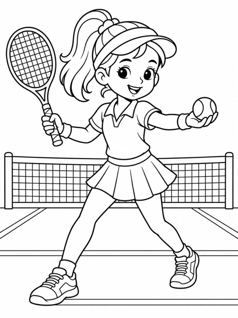 Coloriage joueuse de tennis
