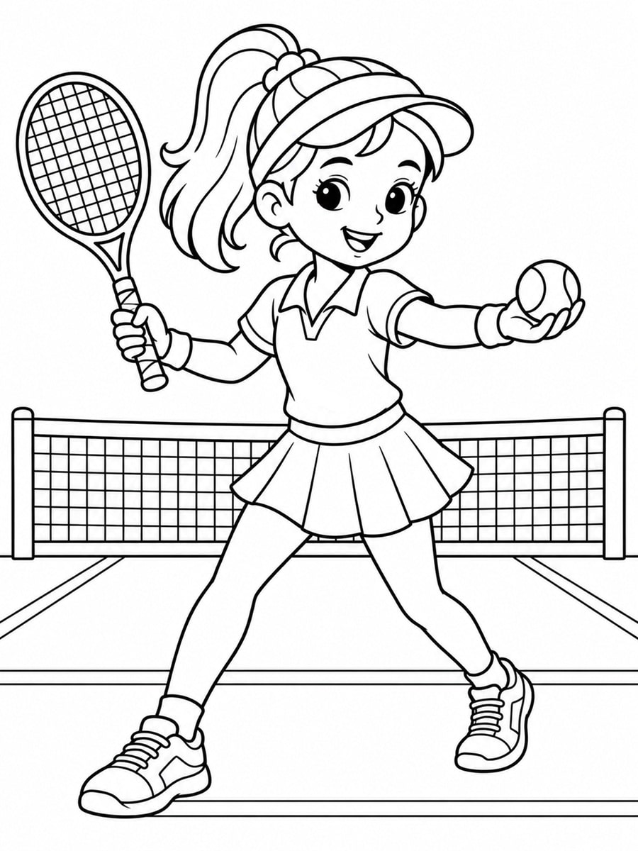 Coloriage joueuse de tennis