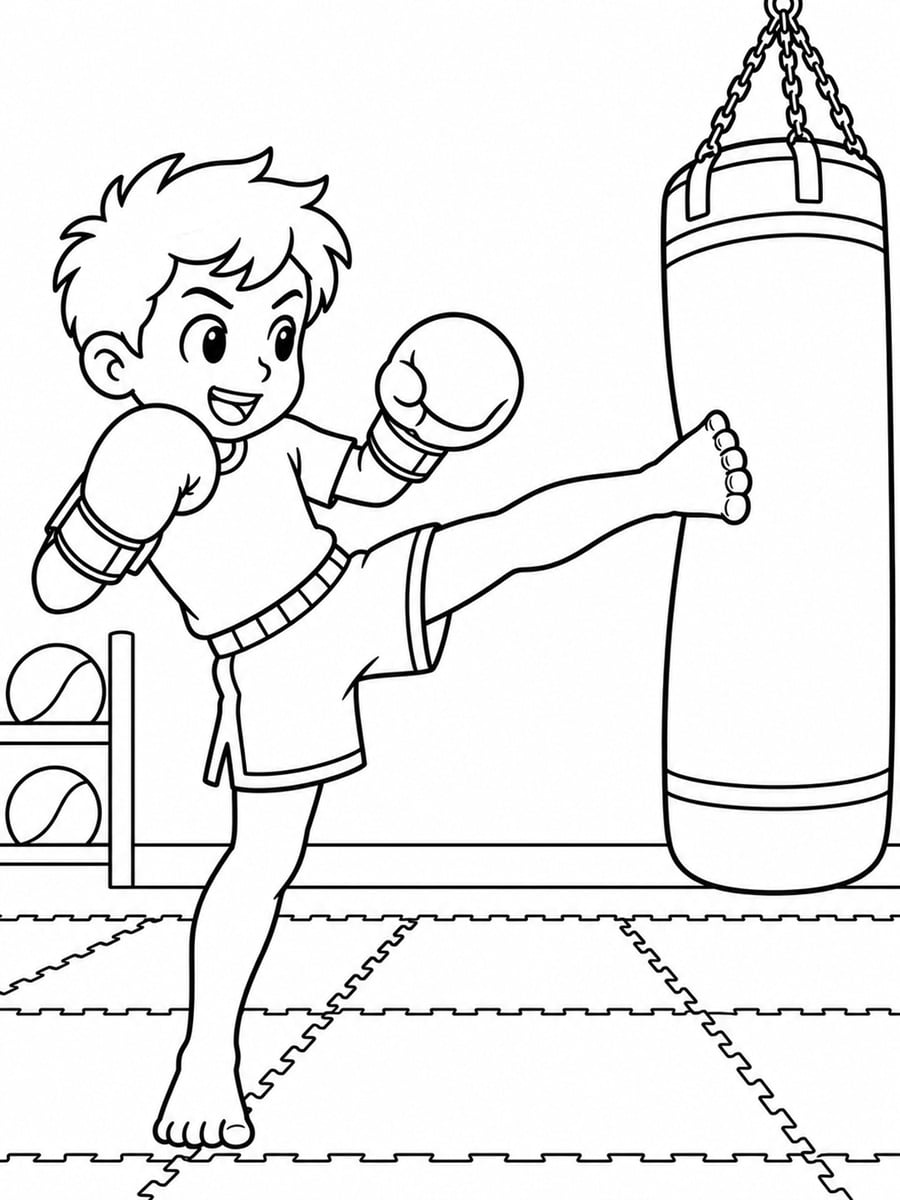 Coloriage kick-boxing