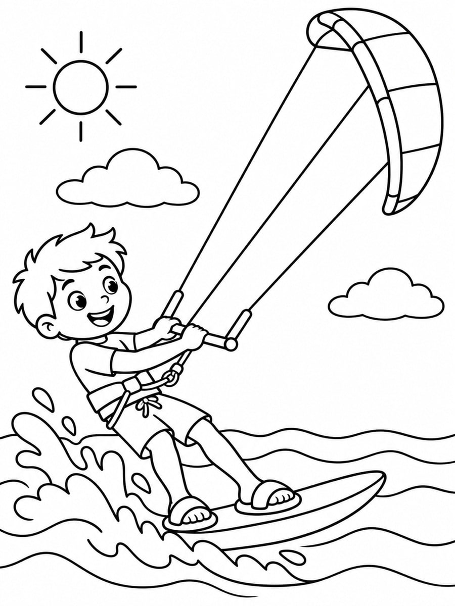 Coloriage kitesurf