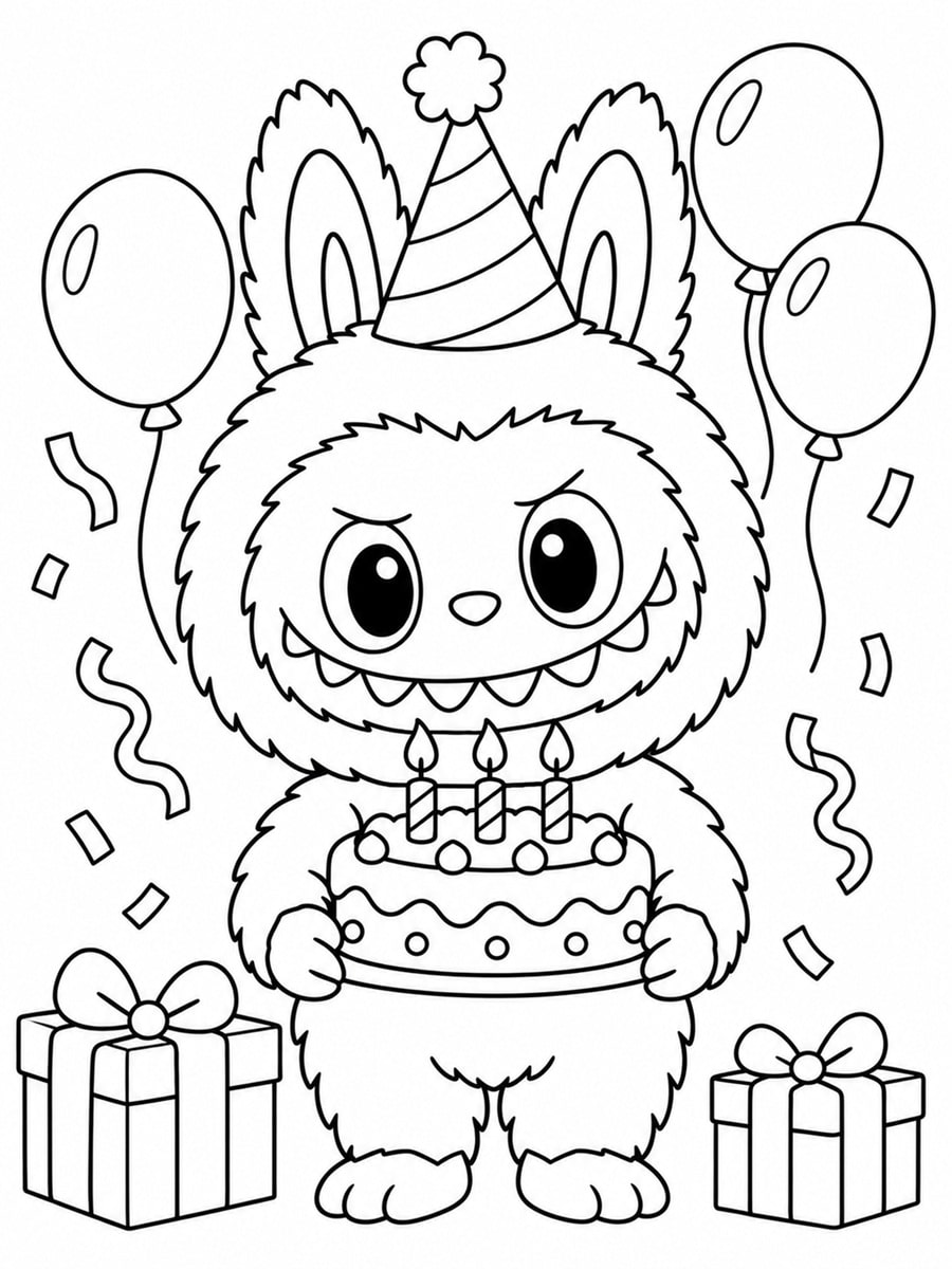 Coloriage Labubu anniversaire