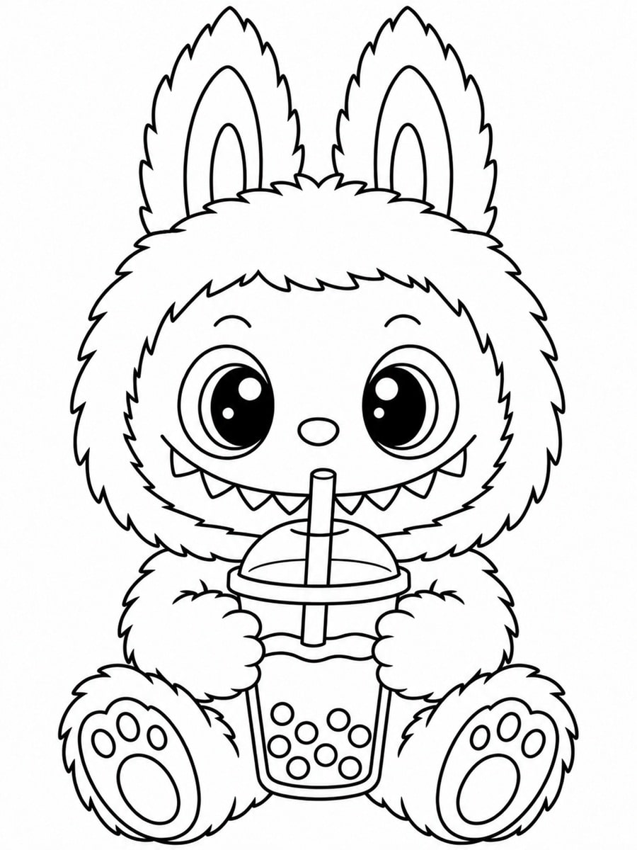 Coloriage Labubu bubble tea
