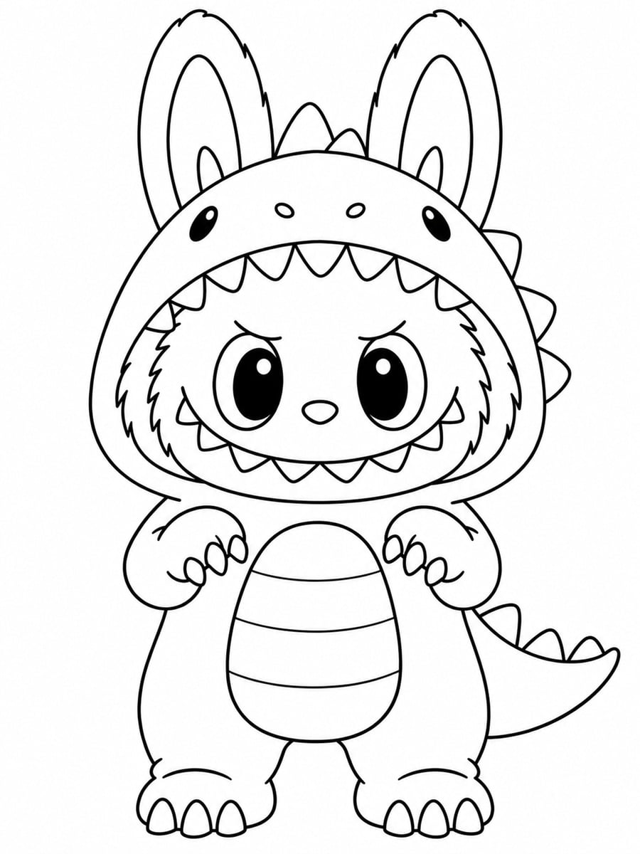 Coloriage Labubu dinosaure