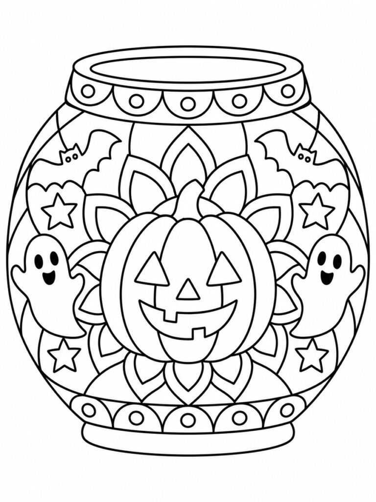 Coloriage lanterne d'Halloween mandala