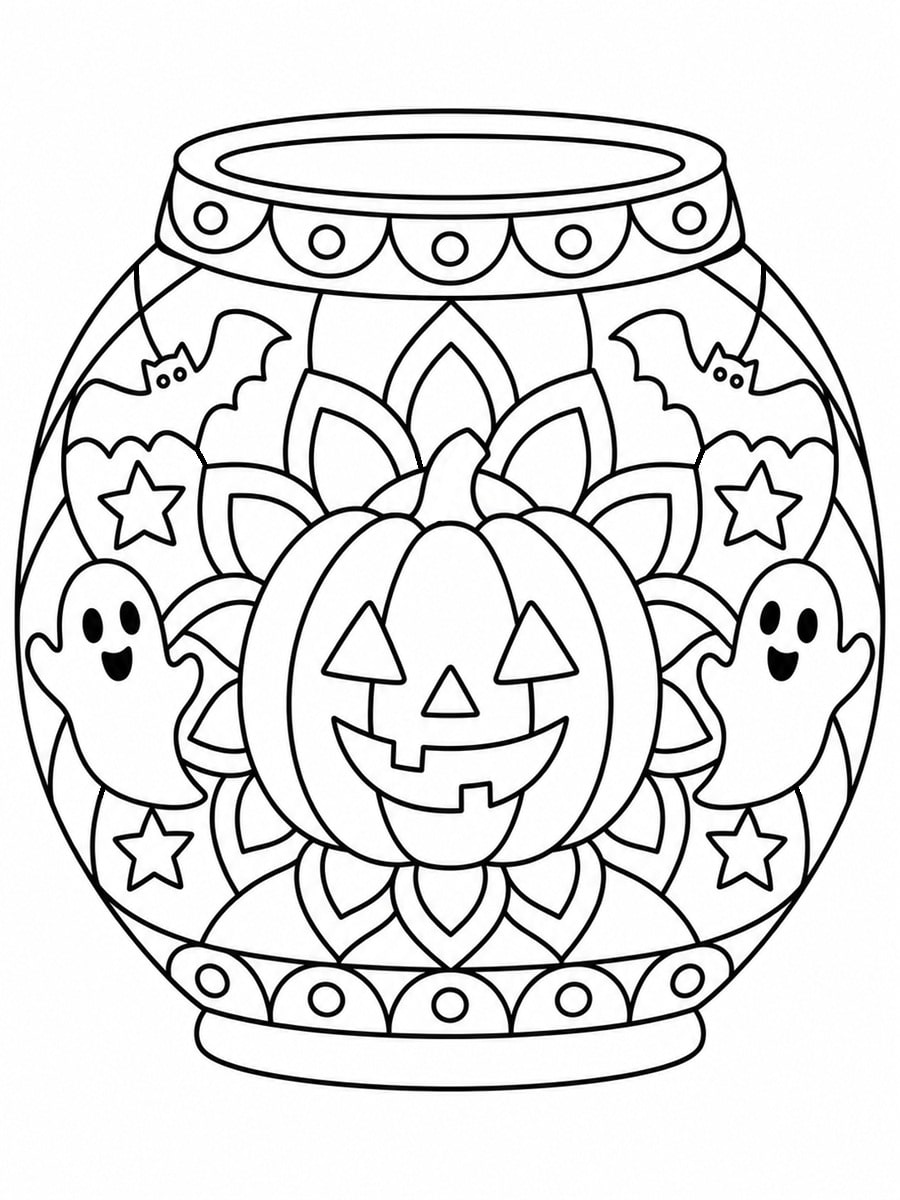 Coloriage lanterne d'Halloween mandala
