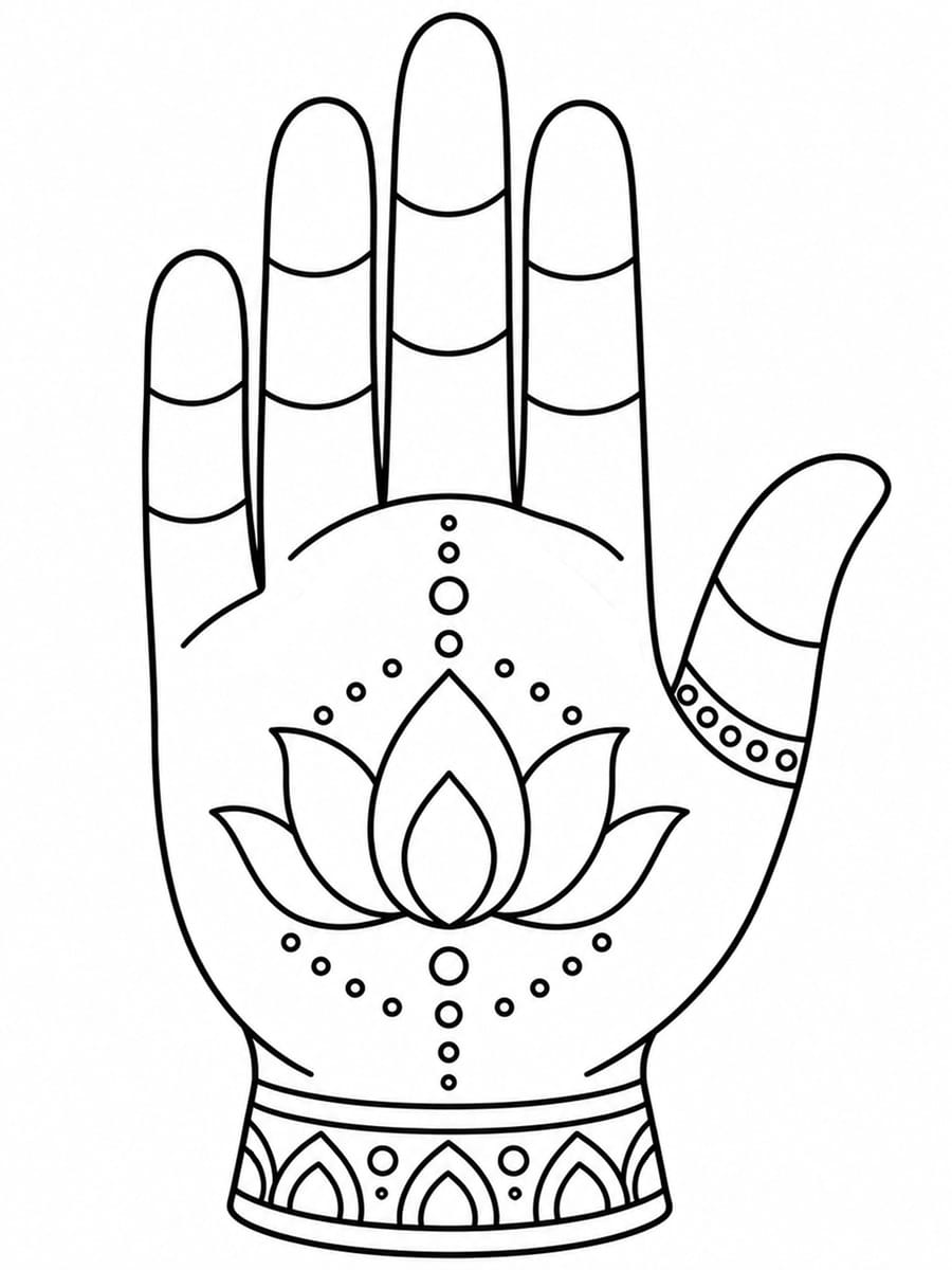 Coloriage main de Bouddha