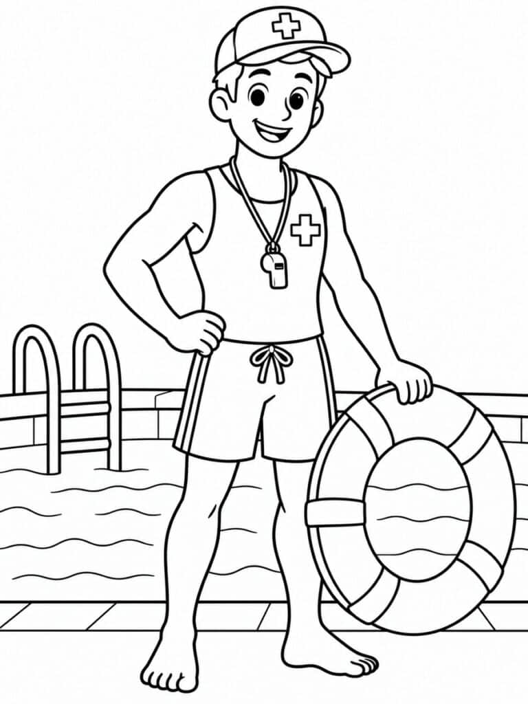 Maître-nageur Coloriage maître-nageur