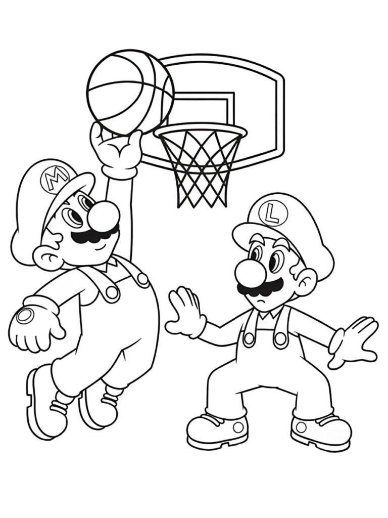 Coloriage Mario basket