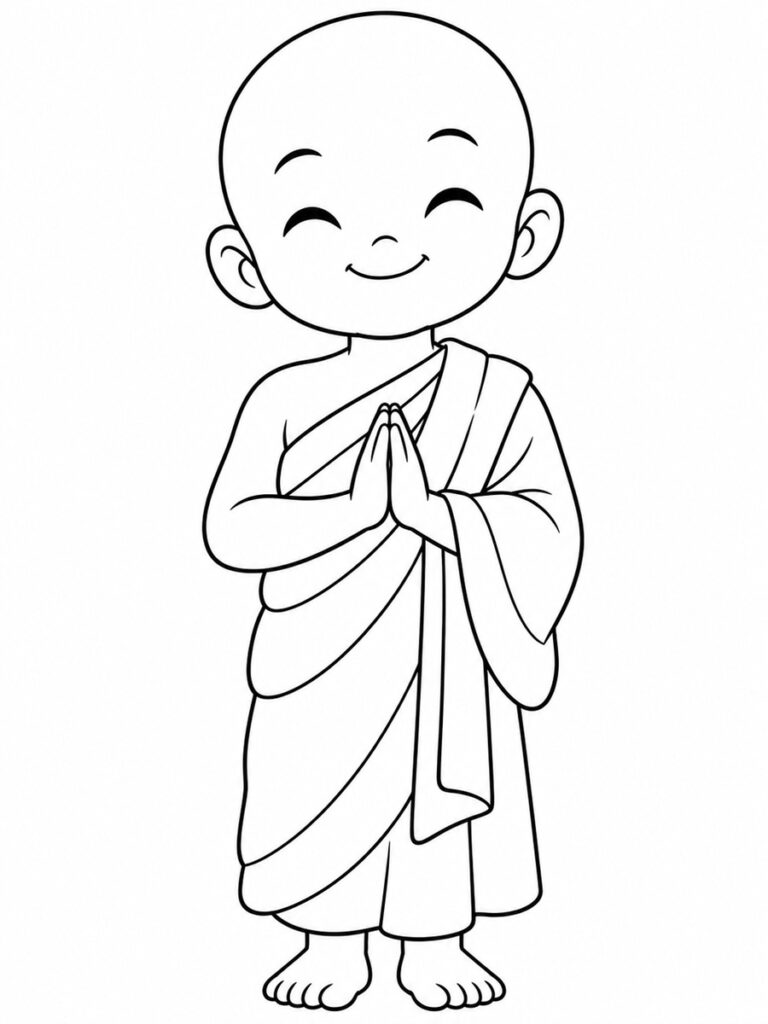 Moine bouddhiste Coloriage moine bouddhiste