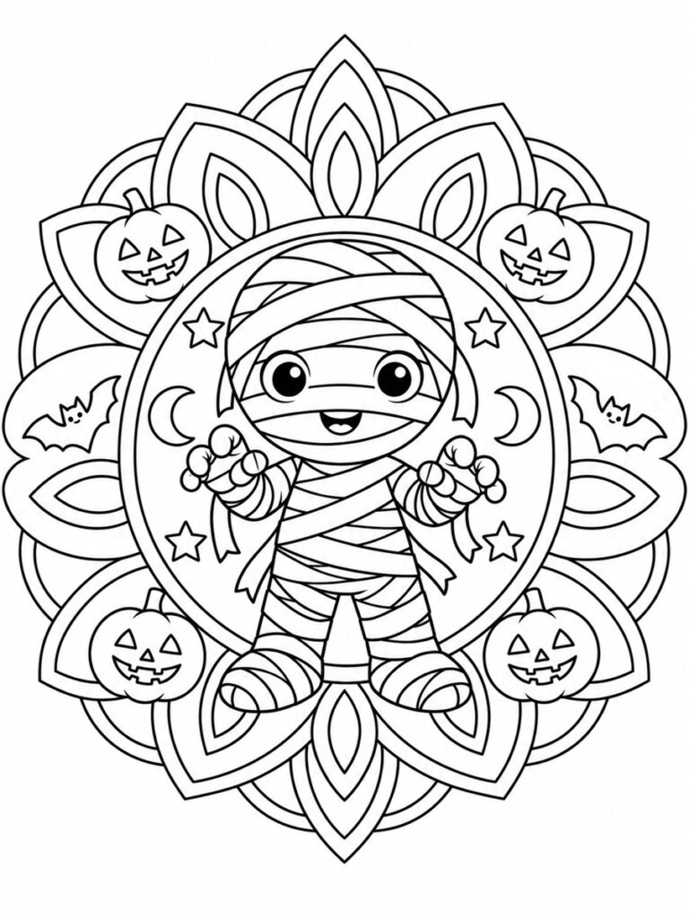 Momie mandala Coloriage momie mandala
