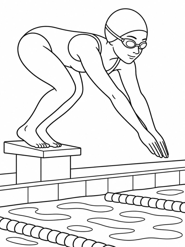 Nageuse Coloriage nageuse