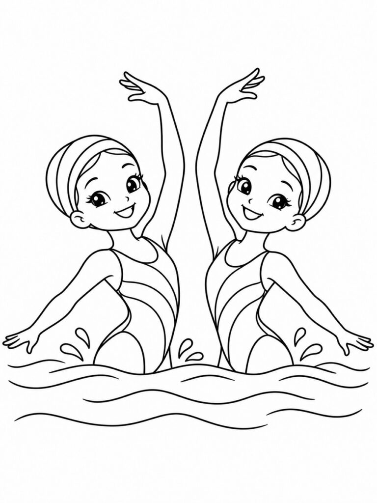 Natation artistique Coloriage natation synchronisée