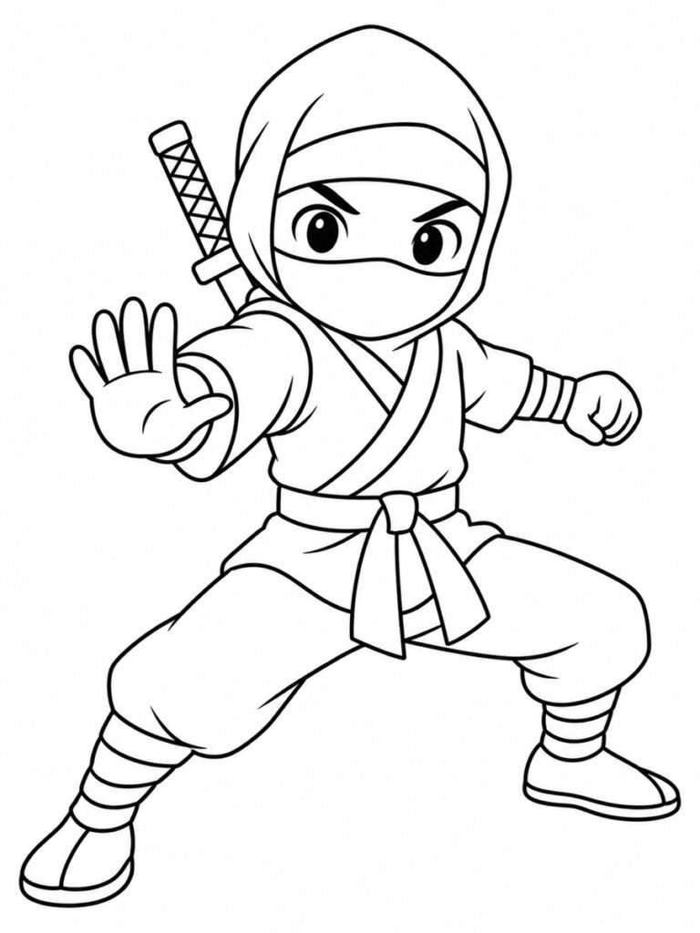 Ninja japonais Coloriage ninja japonais