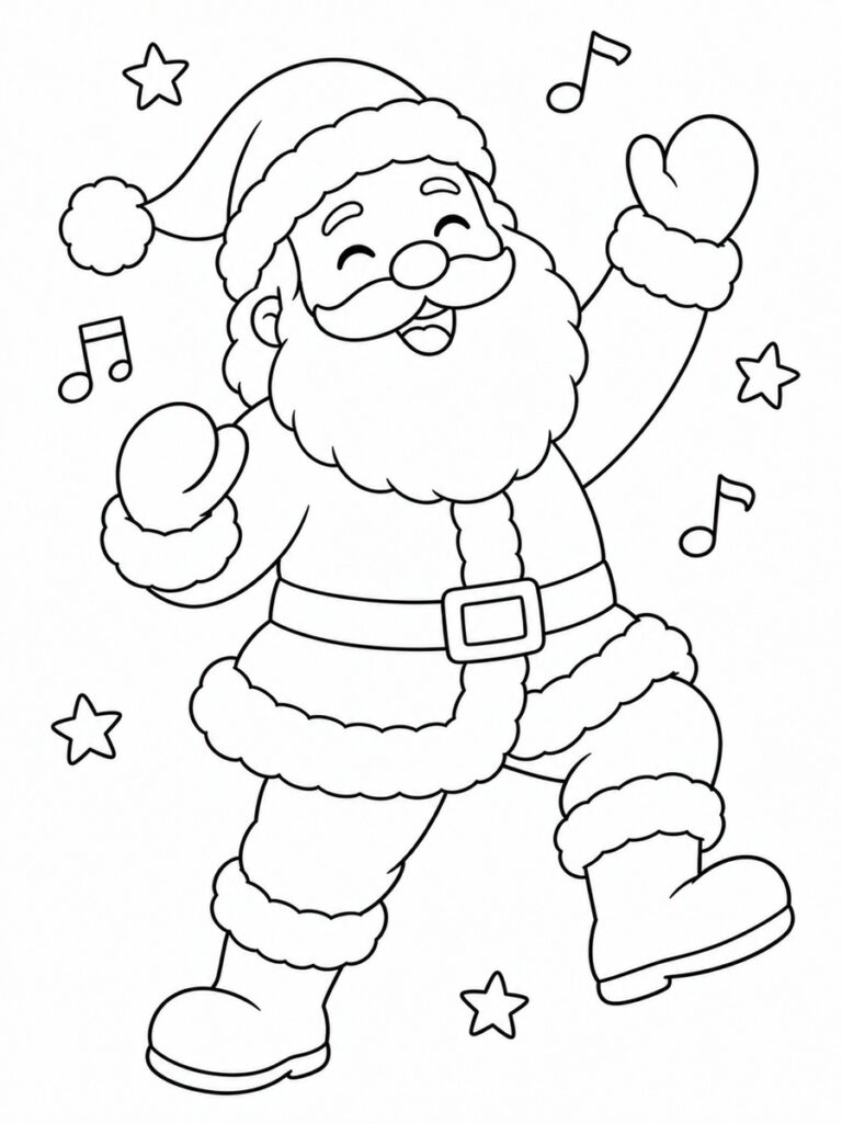 Coloriage Père-Noël qui danse