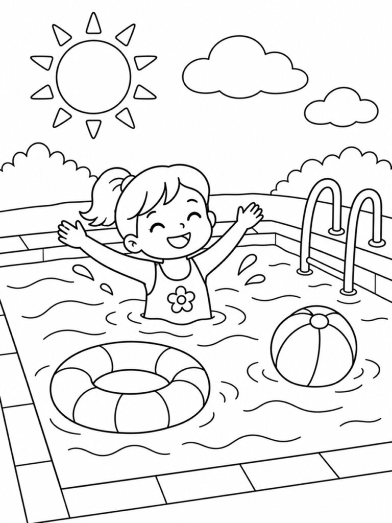 Coloriage piscine facile