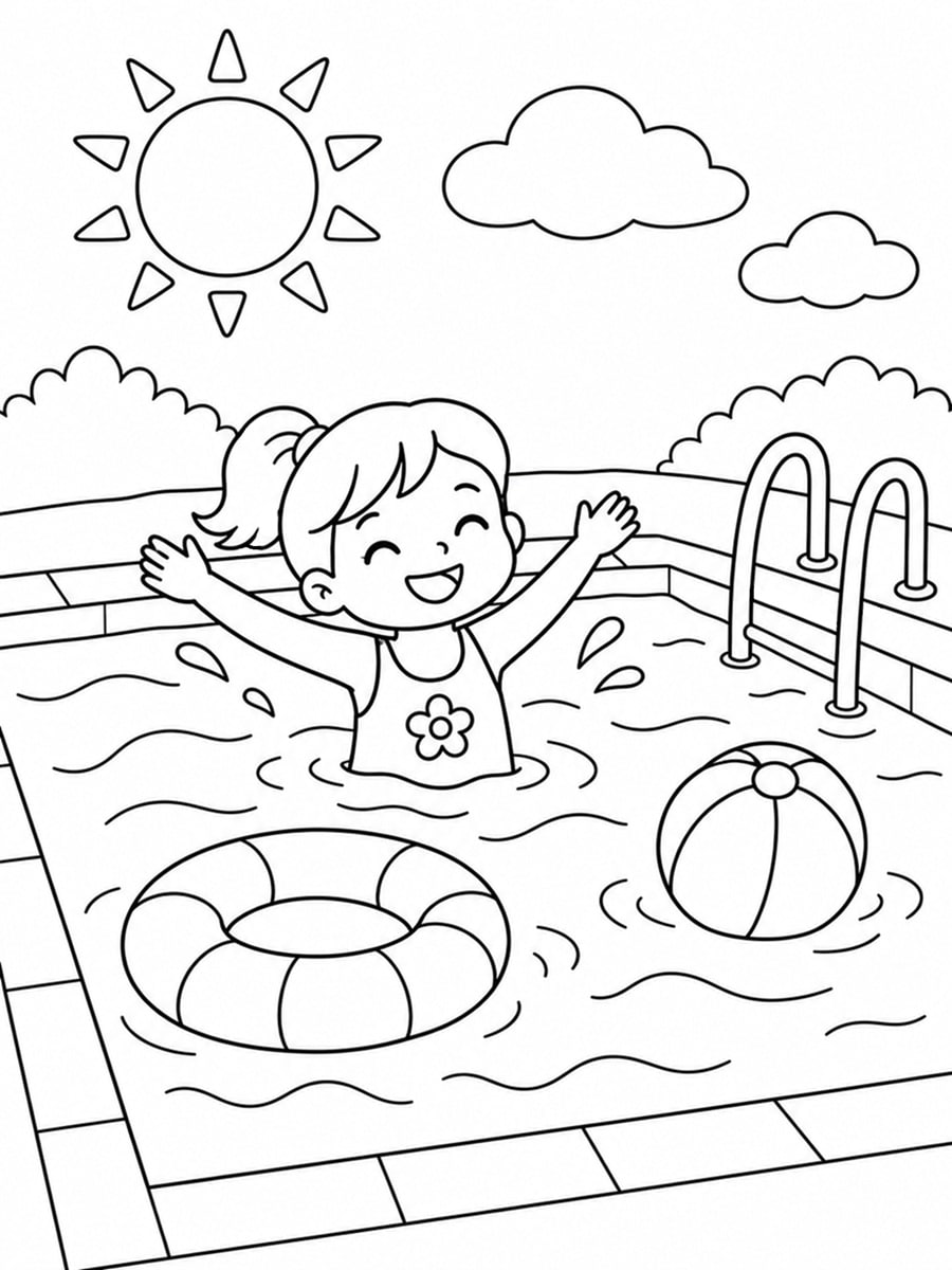 Coloriage piscine facile