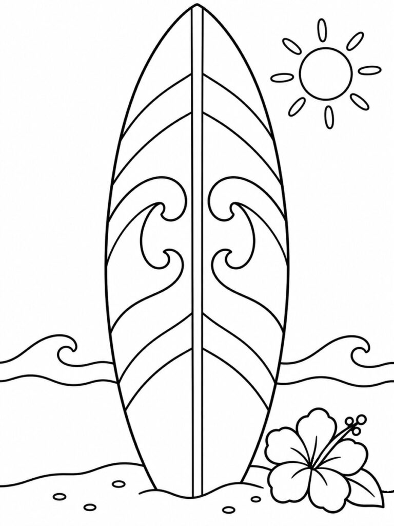 Coloriage planche de surf