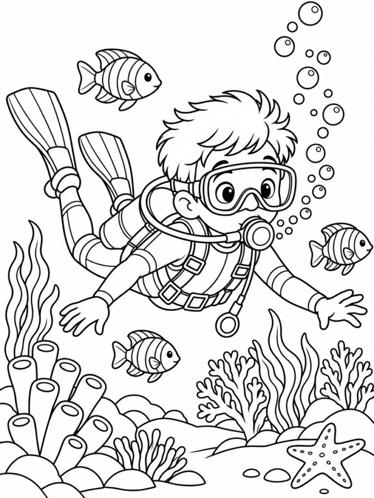 Plongeur Coloriage plongeur