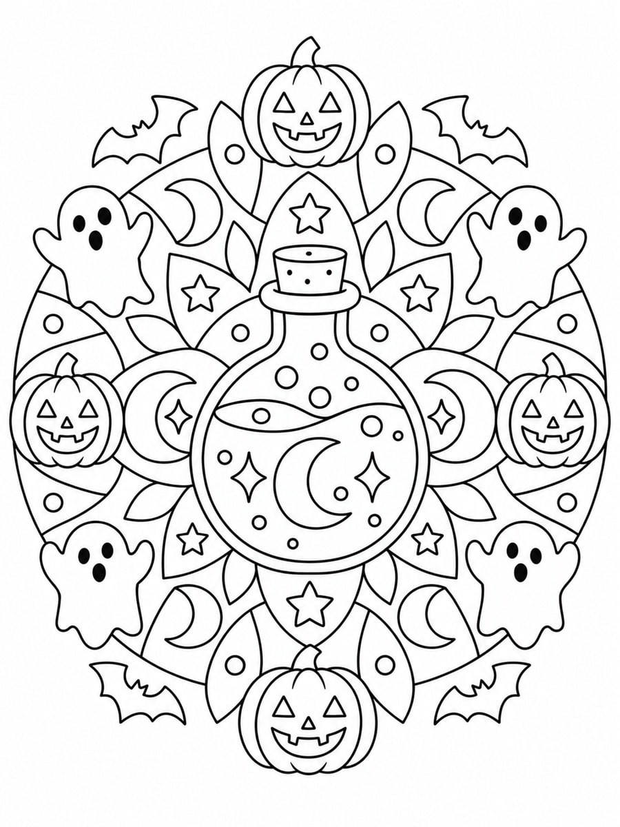 Coloriage potion d'Halloween mandala