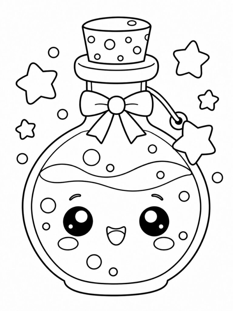 Coloriage potion magique kawaii