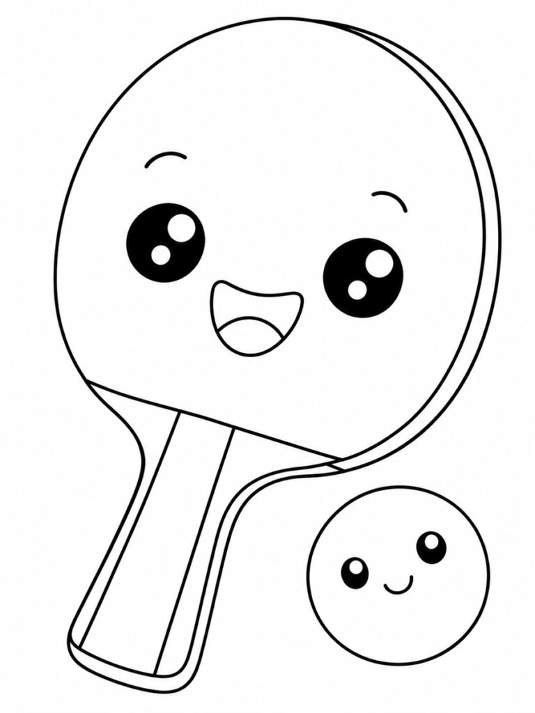 Coloriage raquette de ping-pong