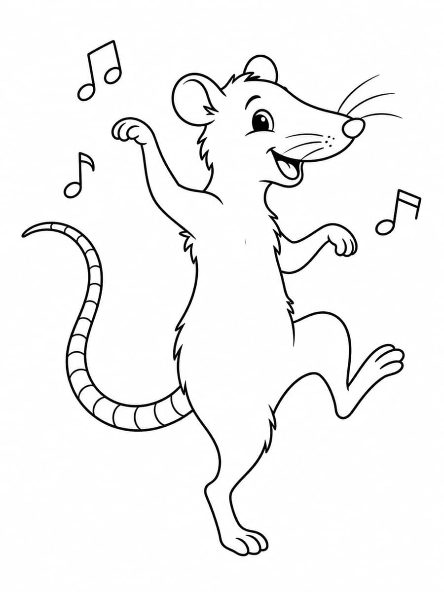 Coloriage rat qui danse