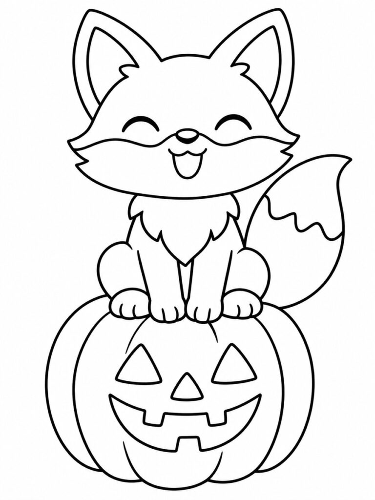 Renard et citrouille Coloriage renard et citrouille