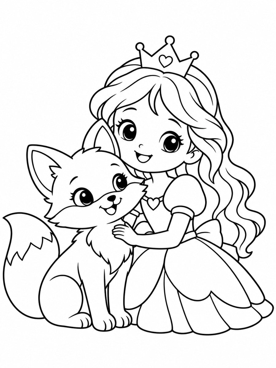 Coloriage renard et princesse