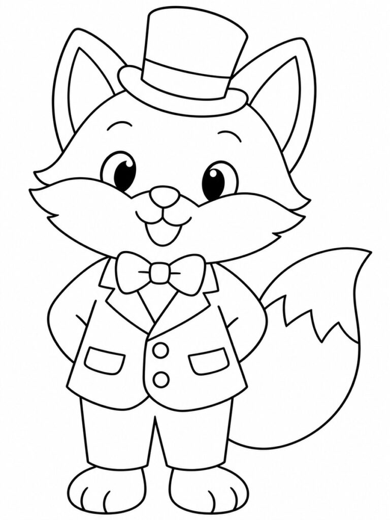 Renard habillé Coloriage renard habillé