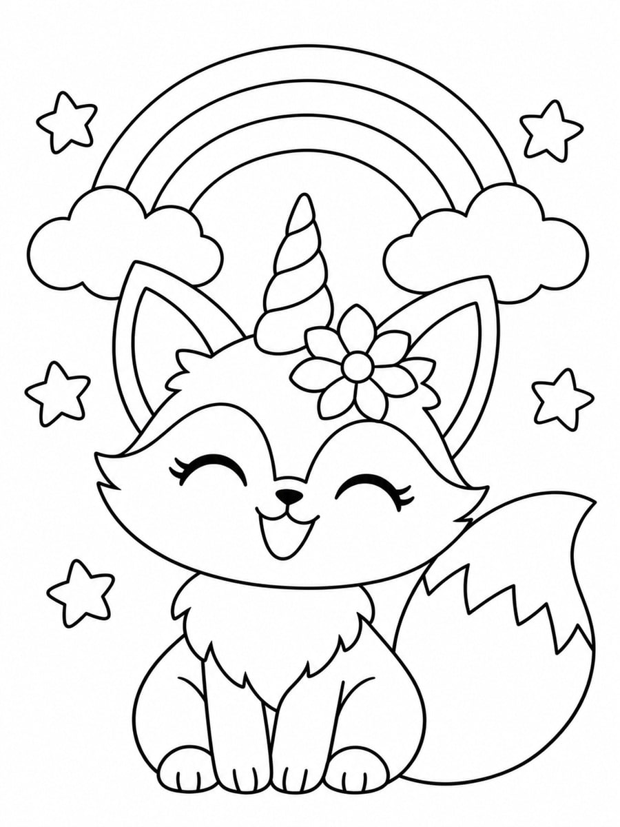 Coloriage renard licorne