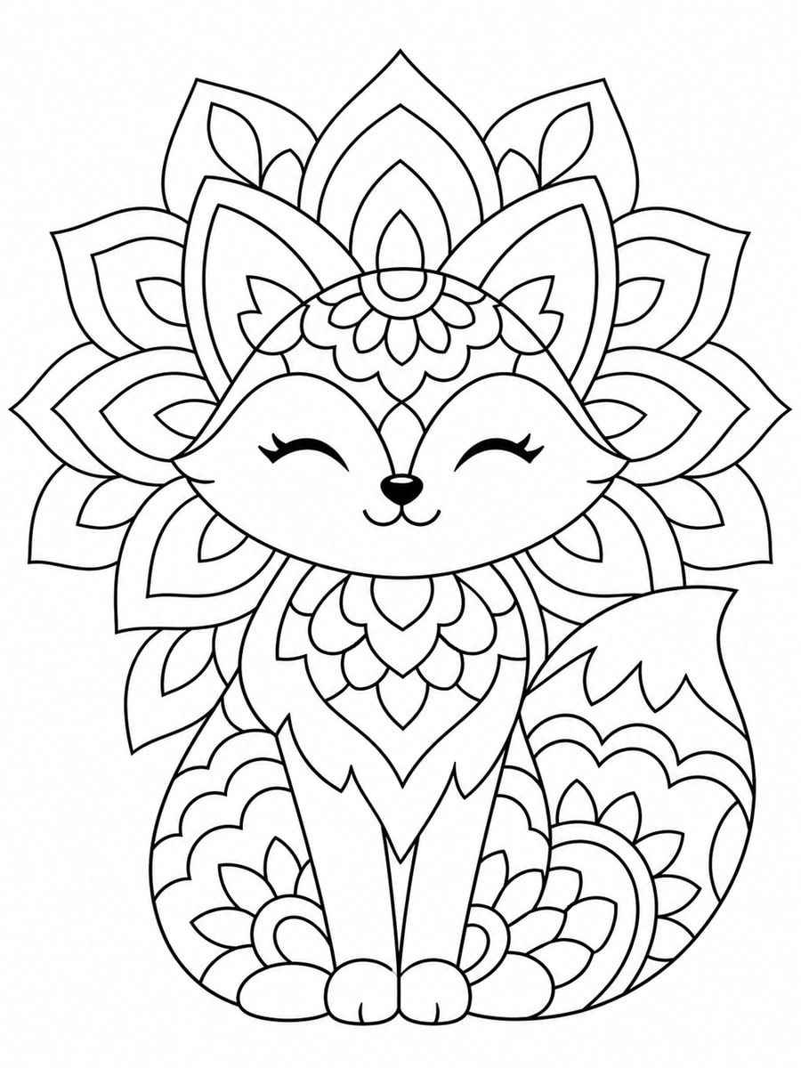 Coloriage renard mandala