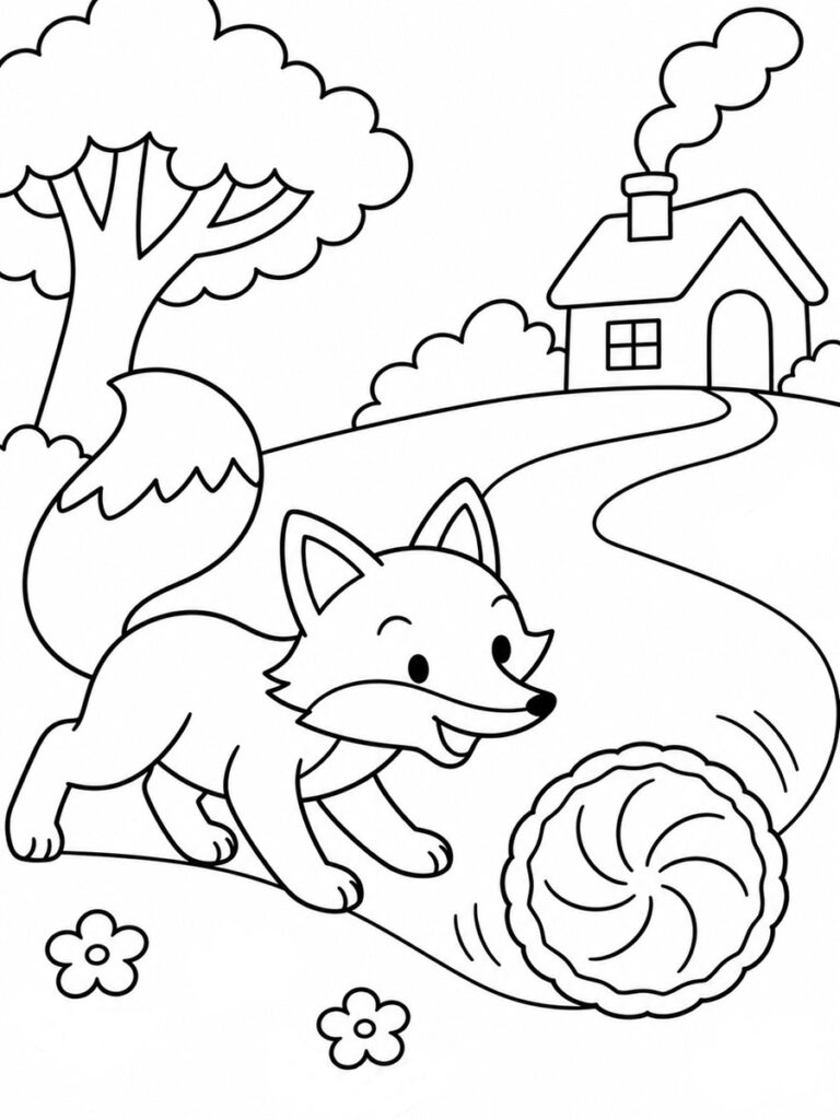 Coloriage renard roule galette