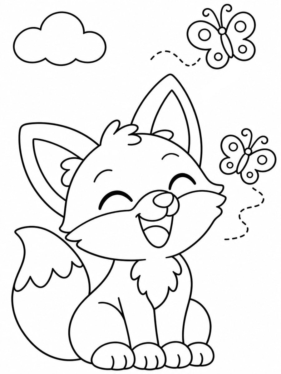 Coloriage renard souriant