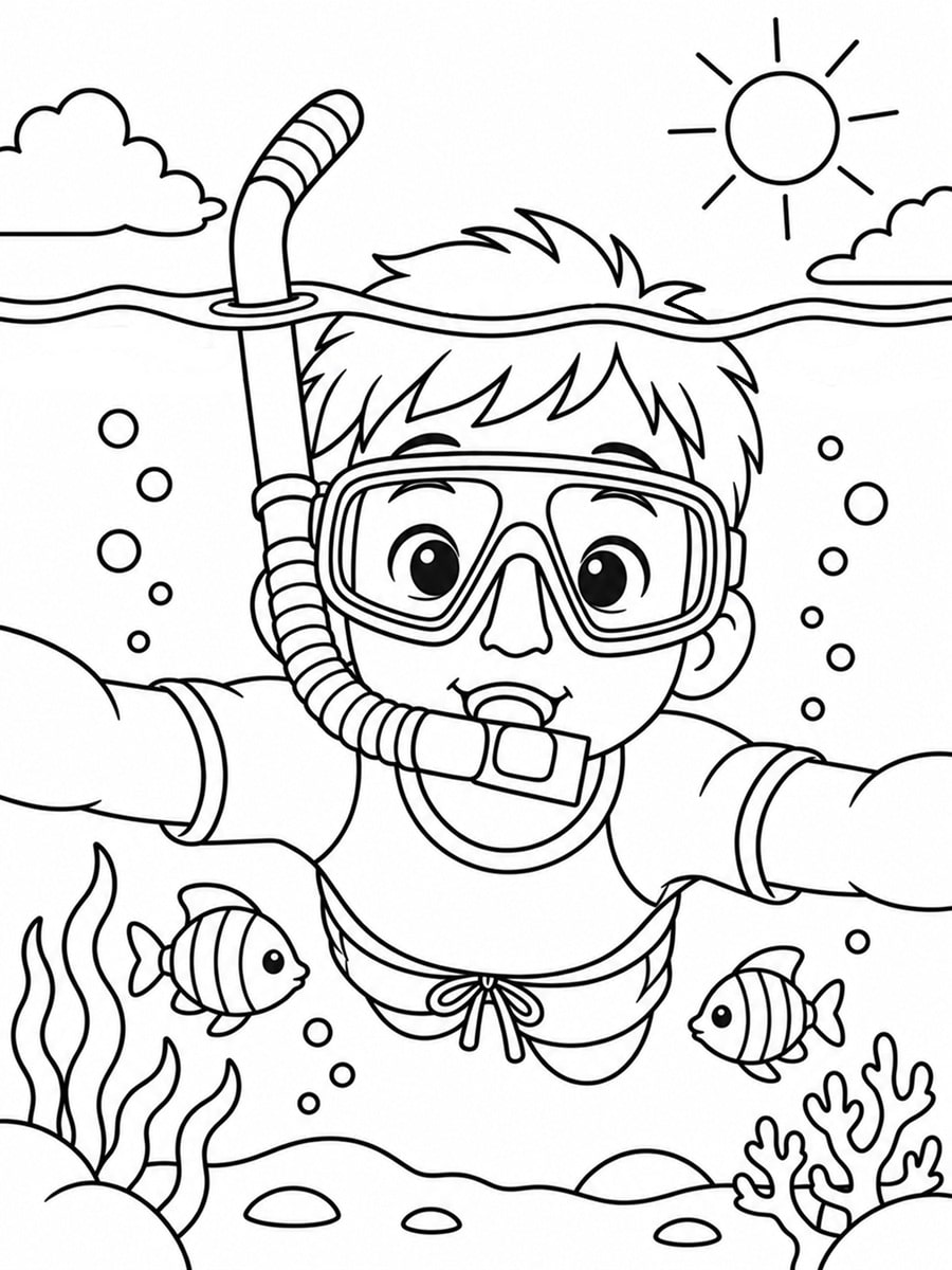 Coloriage snorkeling
