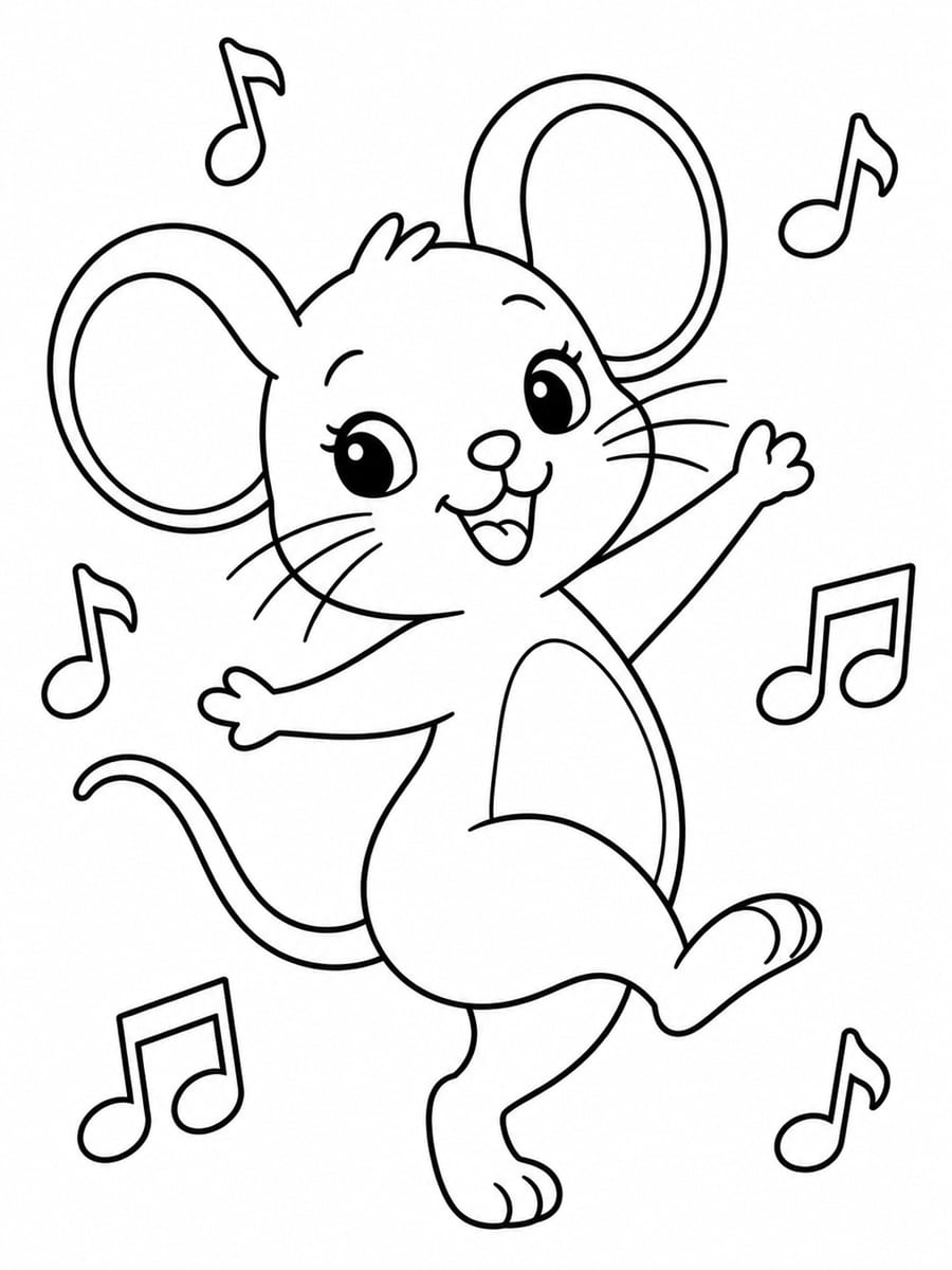 Coloriage souris qui danse