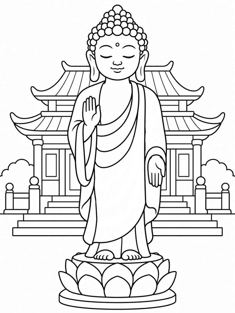 Coloriage statue de Bouddha