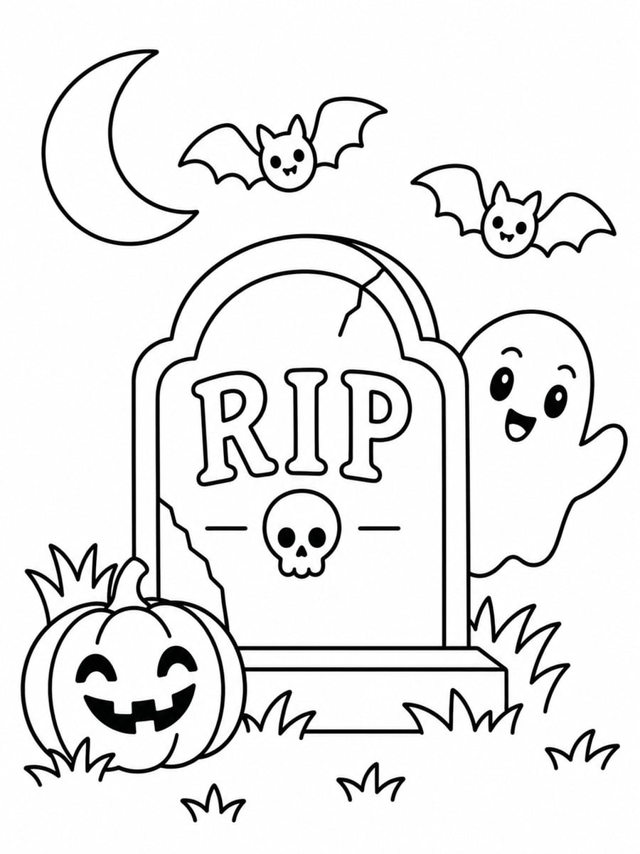 Coloriage tombe d'Halloween
