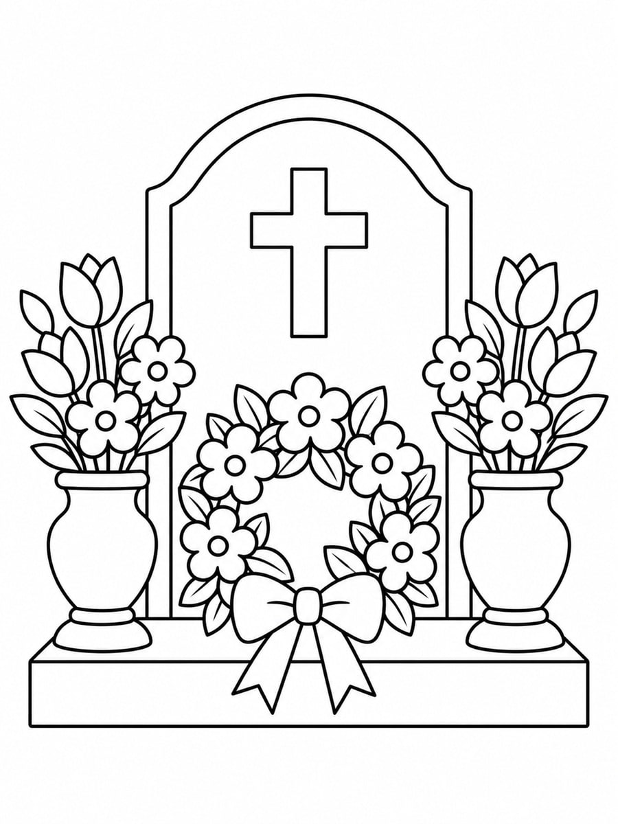 Coloriage tombe fleurie