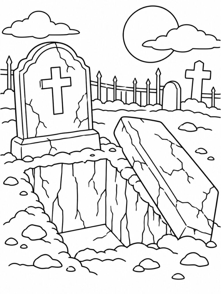 Tombe ouverte Coloriage tombe ouverte