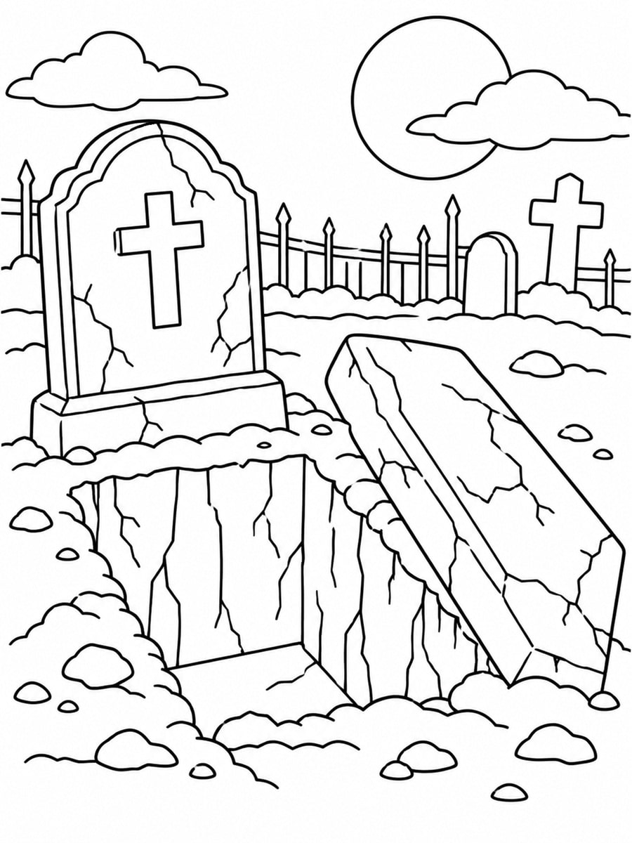 Coloriage tombe ouverte