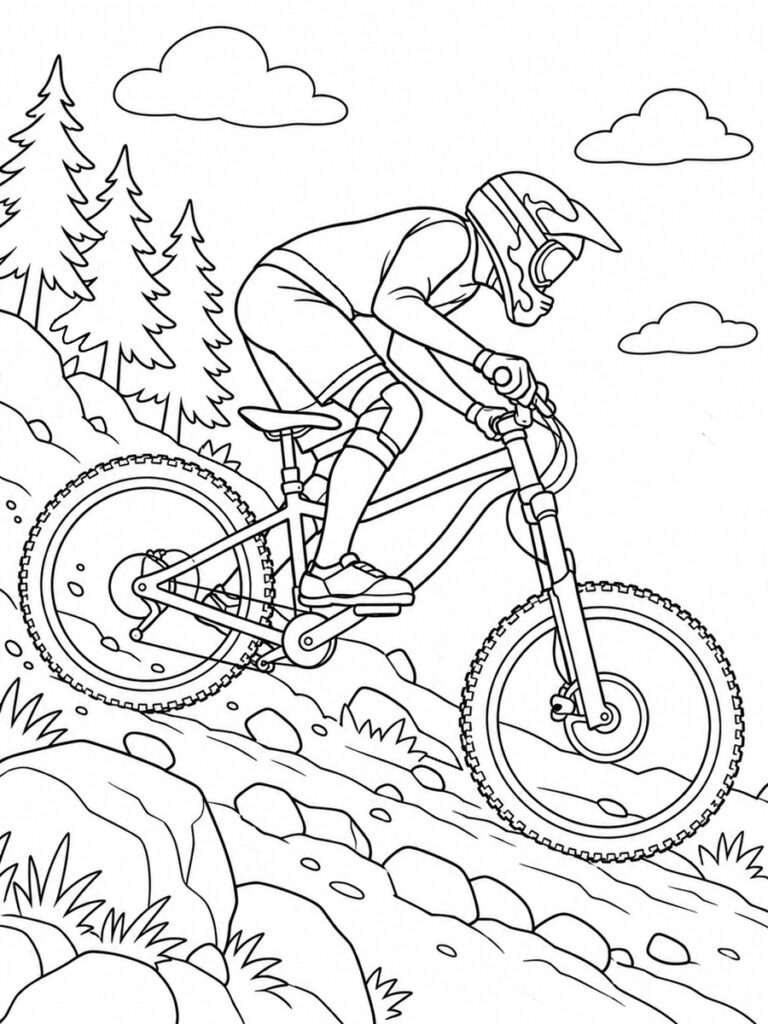 Vélo de descente Coloriage vélo de descente