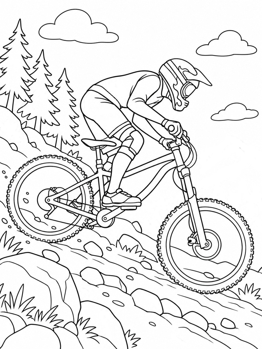 Coloriage vélo de descente