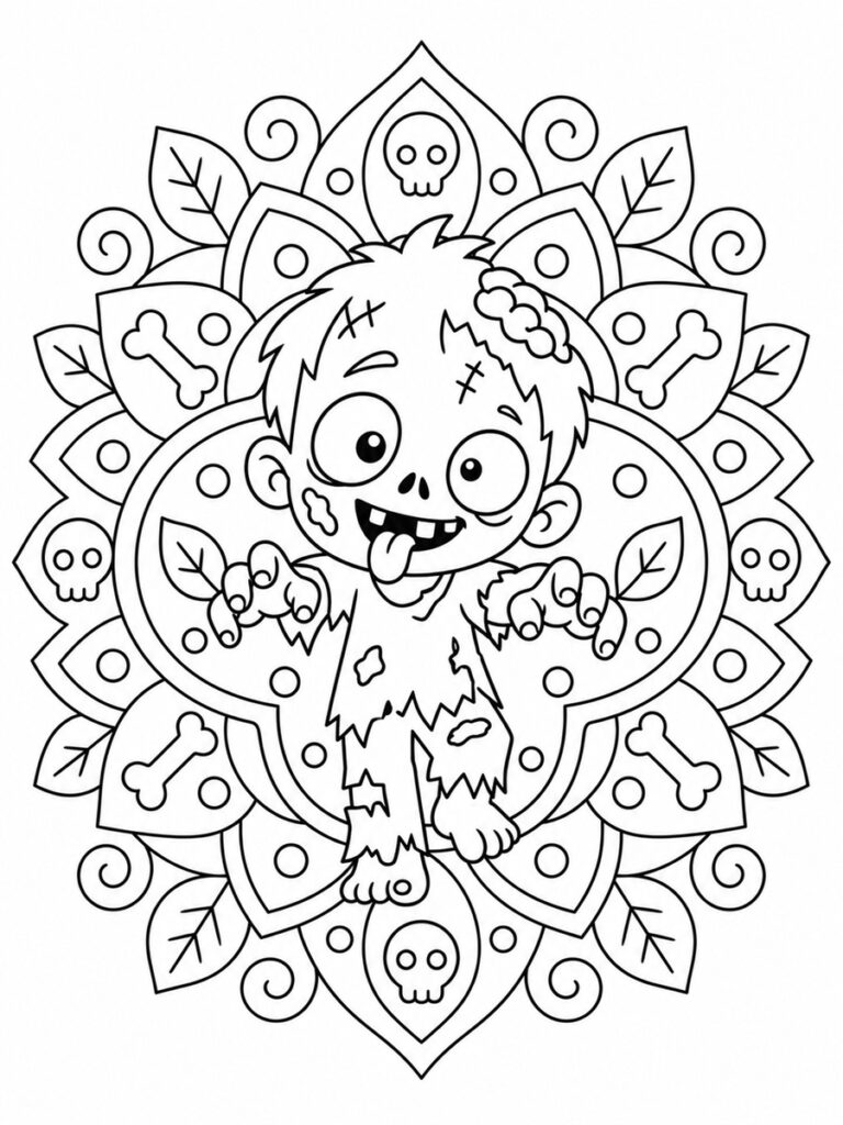 Coloriage zombie mandala