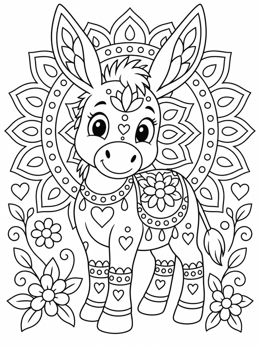 Coloriage âne mandala