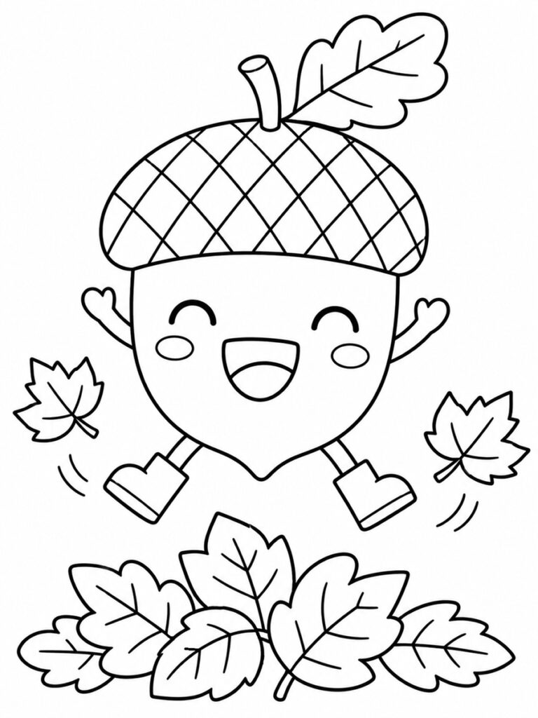 Coloriage automne kawaii