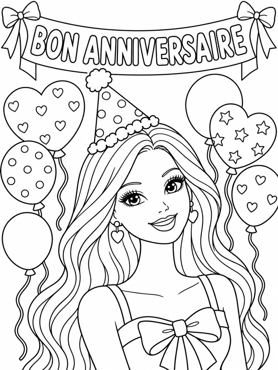 Coloriage Barbie anniversaire