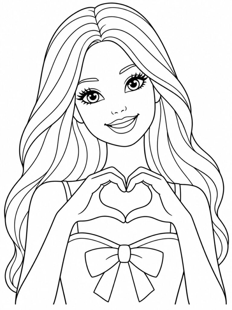 Barbie cœur Coloriage Barbie coeur