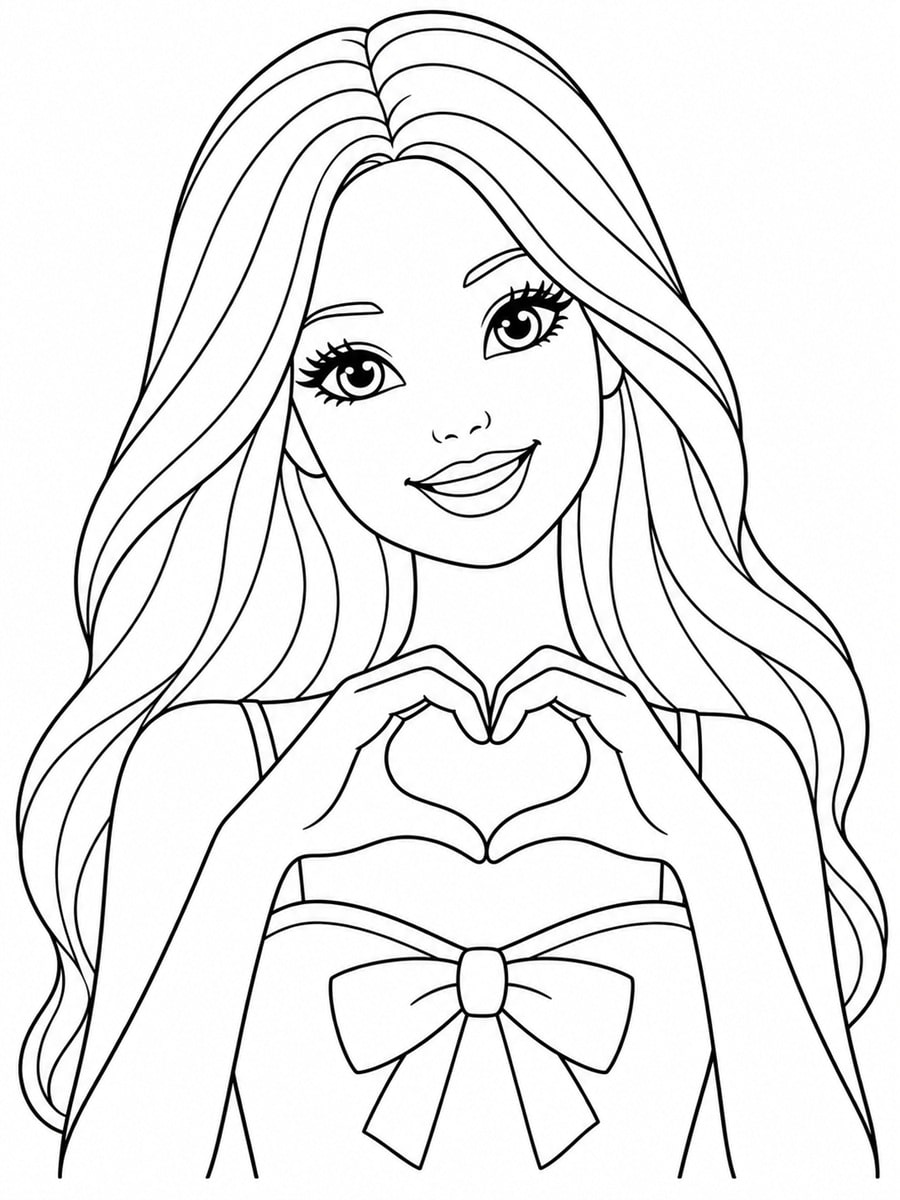 Coloriage Barbie coeur