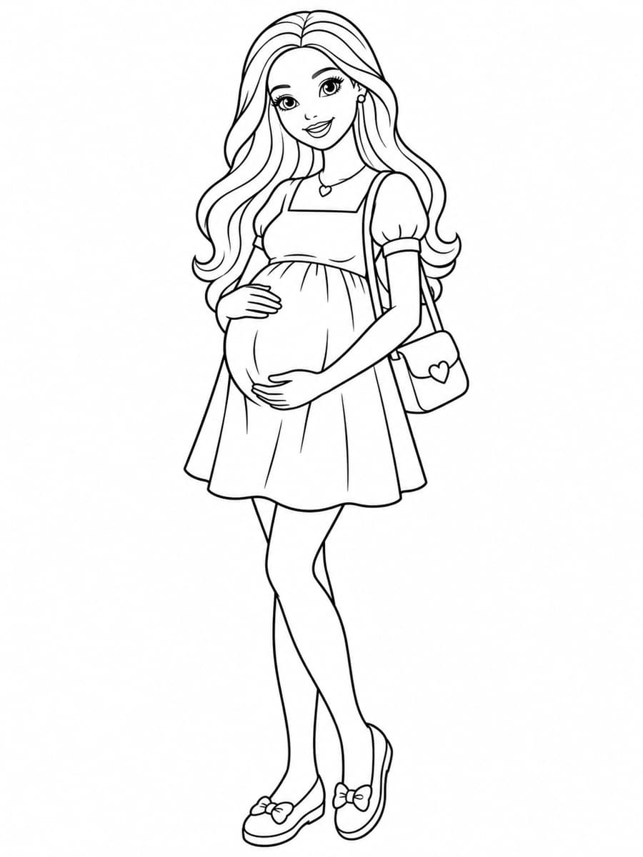 Coloriage Barbie enceinte